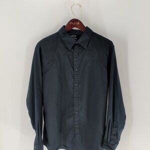 APT.9 Classic Cotton Long Sleeve Everyday Comfort Button‎ Up Shirt Black Size L